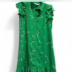 CeCe Vibrant Green Dress with Ruffle Detail